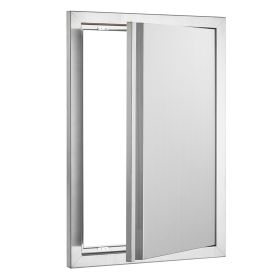 BBQ Access Door, 17W x 24H Inch Single Outdoor Kitchen Door, Stainless Steel Flush Mount Door, Wall Vertical Door with Recessed Handle, for BBQ I