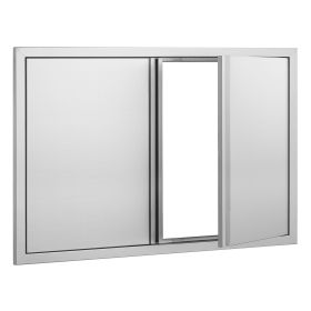 BBQ Access Door, 36W x 24H Inch Double Outdoor Kitchen Door, Stainless Steel Flush Mount Door, Wall Vertical Door with Recessed Handles