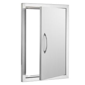 BBQ Access Door, 17W x 24H Inch Single Outdoor Kitchen Door, Stainless Steel Flush Mount Door, Wall Vertical Door with Handle, for BBQ Island